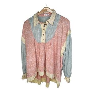 Oli & Hali Pink and Green Boho Blouse